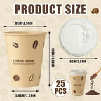 12 OZ 25 Pack Disposable Cups Paper Coffee Cups - Image 2
