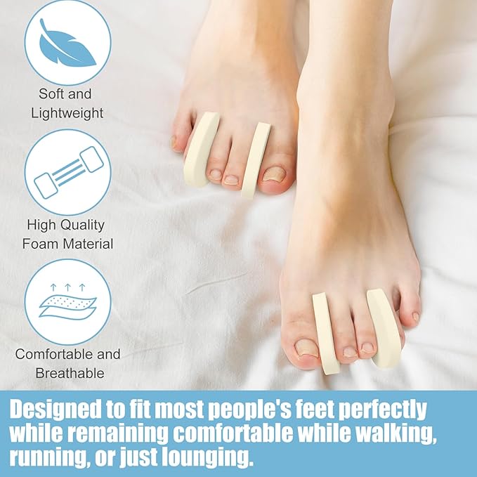 20 Pack Large Foam Toe Spacers Toe Separators for Women Men Relieves Corns Pain From Bunions Toe Overlap Hammer Toe Relief Friction