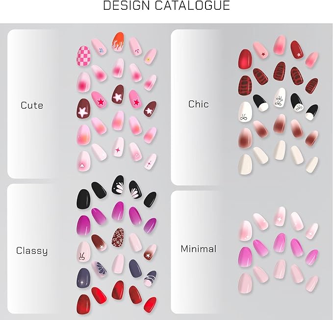 Semi Cured Gel Nail Strips - Trendy Nail Polish Wraps Works with Any UV Lamp - Long Lasting Easy Salon Manicure - 24pcs with 2 Prep Pads, Nail File & Cuticle Stick (Let's Break Up)