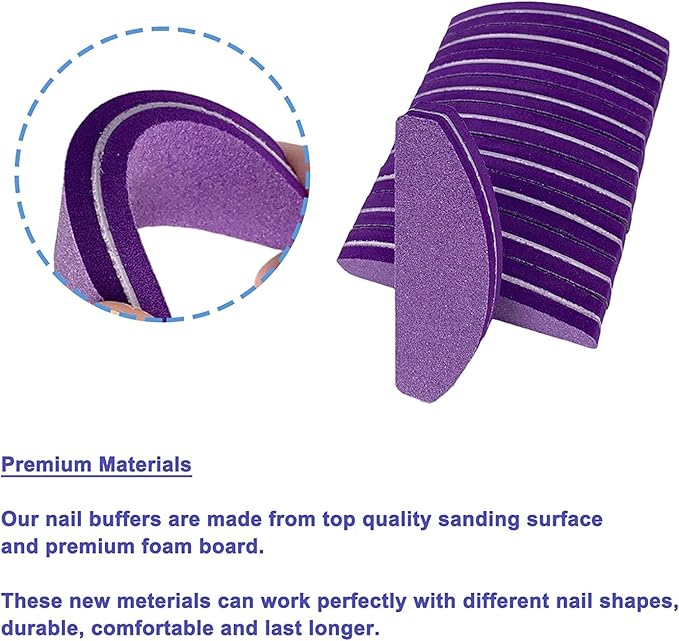 Nail Buffers (40 pcs), Buffer Block Nail Files Bulk for Acrylic Nails and Natural Nails Double Sided 100/180 Grit Portable Washable Sanding Buffing Buffers Arc Shape (40Pcs Multicolor)