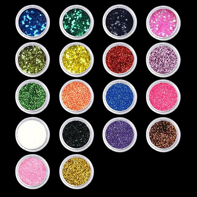 18Colour Nail Glitter for Dazzling Nail Art Professional Quality Glitter for Nails Sparkling Glitter Powder Appropriate for Nail Designs BodyGlitter Appropriate for DIY Nail Decorations