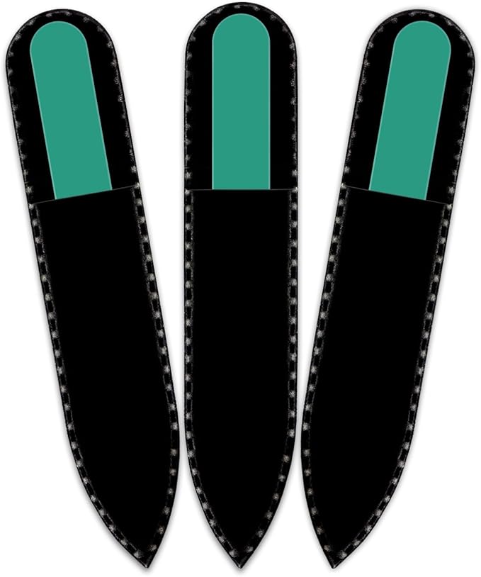 Color Crystal Nail File in Black Pouch - Small/Purse Size - Czech Tempered Glass - Handmade in Czech Republic