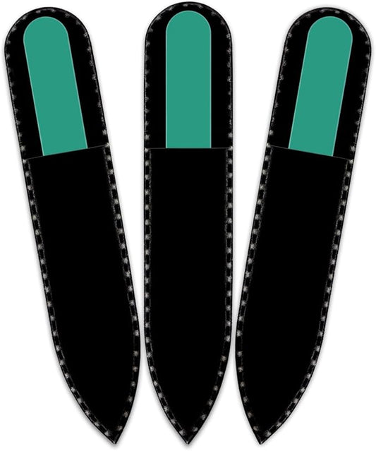 Color Crystal Nail File in Black Pouch - Small/Purse Size - Czech Tempered Glass - Handmade in Czech Republic