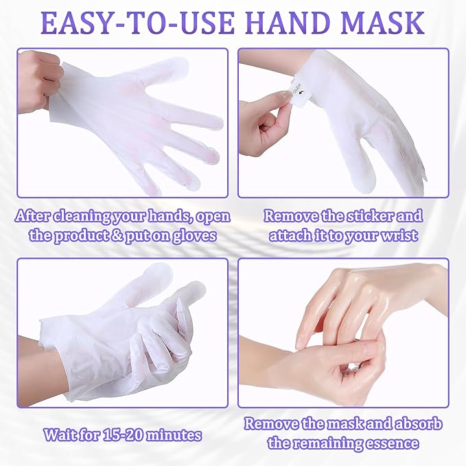 Hand Mask Moisturizing Gloves 6 Pack,Hydrating Hand Mask for Women,Soft Gloves for Dry Cracked Skin F