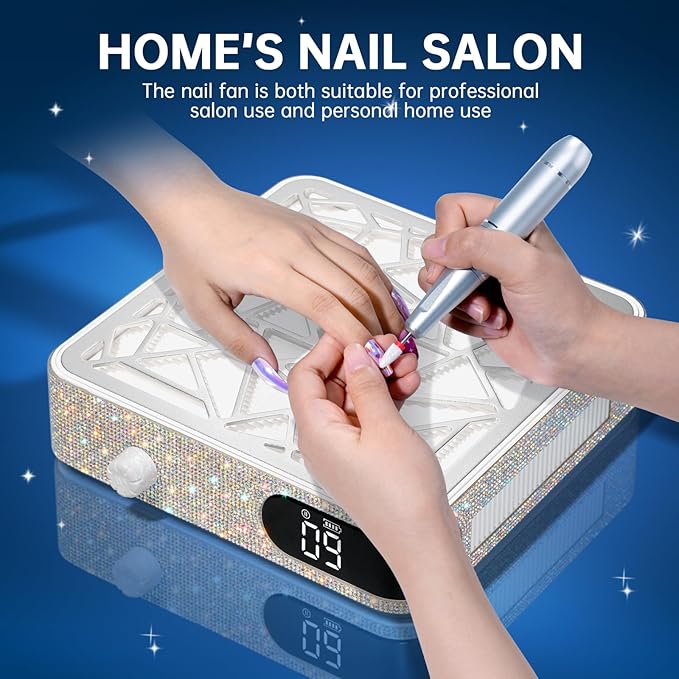 Nail Dust Collector, Powerful Vacuum Fan Vent Dust Collector Extractor Dust Suction Machine for Acrylic Nails Polishing, Nail Salon&Home, AB Diamond