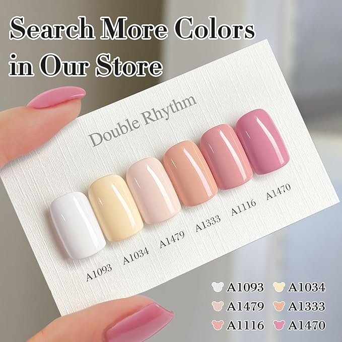 Double Rhythm 0.50 OZ Gel Polish Hema Free Same Color Same Bottle Golden Round Translucent Neutral Natural Milky 15 ML Jelly UV Polish Art DIY at Home (Beige Pink-C1479)
