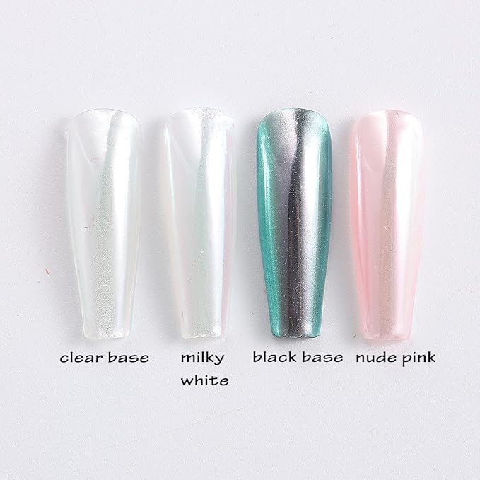 White Chrome Nail Powder, 1Box Pearl Chrome Powder, Opal Rubbing Dust, Glazed Donut Nails Powder, Pearlescent Shell Aurora Pigment, Iridescent Glitter Mirror Pigment Home Manicure Accessories