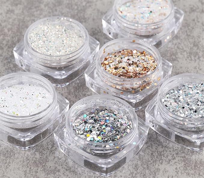 Holographic Nail Art Sequins Glitter Kits 12 Boxes 3D Nails Glitter Metallic Shining Flakes Acrylic Powder Dust Sequins for Nails Decoration Holographic Manicure Tips (Vintage Color-2set)