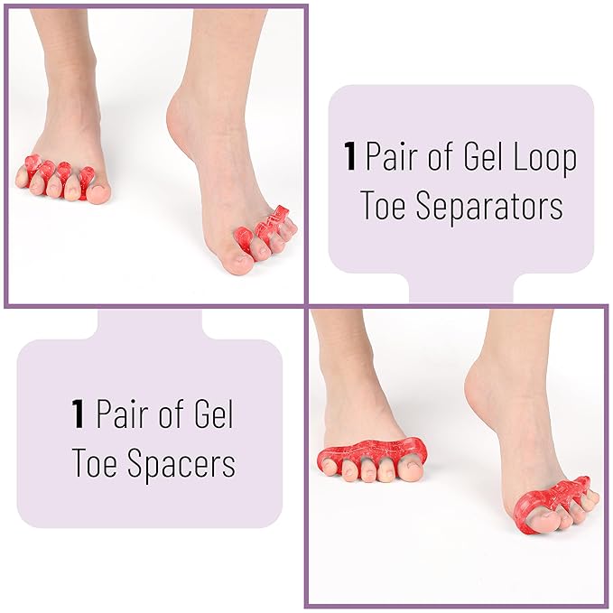 Dr. JK- ToePal Gel Toe Separator, 2 Pairs, Toe Spacers, Bunion Corrector, Christmas Gifts