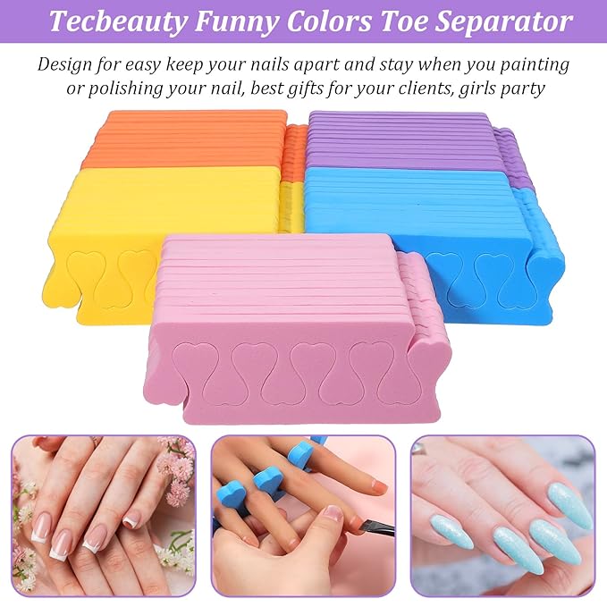500 Pcs (250 Pairs) Toe Separators Pedicure Tool Kit Soft Toe Spacers for Pedicures Spreaders Finger Dividers for Women Men Feet Nail Toenails Art Painting Polish Spa(Multicolors)