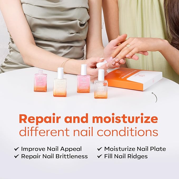 modelones Nail Strengthener Milky White Nail Polish Nails Repair for Damaged Nails Growth and Strentgthener Ridge Filler for Nail Strengthening Polish 15ml