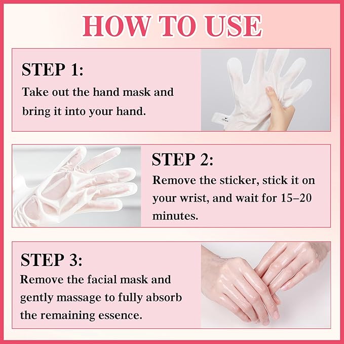 6 Pcs Hand Masks Moisturizing Glove, Hydrating Hand Mask for Dry cracked Hands, Exfoliating Collagen Gloves for Smooth Hands, Smooth Exfoliating Hand Peeling Mask