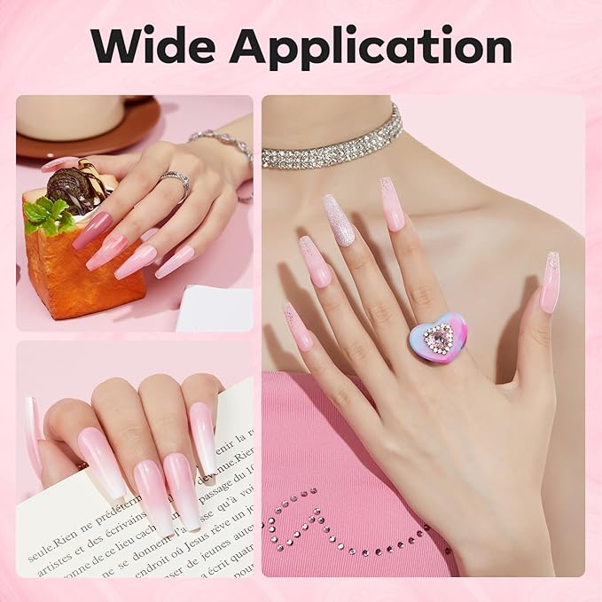 modelones Builder Nail Gel, 8-in-One Pink Builder for Nail Thickening, U/V LED Lamp Cured Hard Color Base Extension Rhinestone Tips Glue Gel Polish in a Bottle for DIY Home Manicure Women
