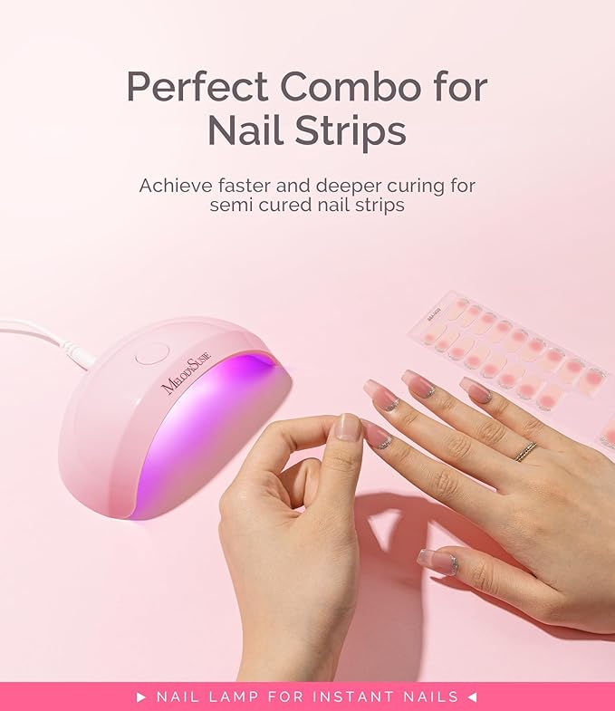 MelodySusie Starter-Friendly LED UV Nail Lamp with 2 Timers, Pocket-Sized for Handheld & Desktop Use, P-art04 UV Light for Gel Nail Especially Instant Nails, Base/top Coat & Half-Cured Gel (Pink)