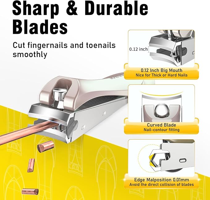 Nail Clipper Set,Premium Stainless Steel Fingernail and Toenail Clipper Cutters with Nail File and Catcher, Sharp Effortless Nail Clippers Tools for Men & Women