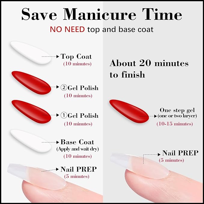 HEMA and TPO Free Gel Nail Polish Kit with U V Light, Violet One Step Gel Nail Polish 3-in-1, No Need Base and Top Coat Nail Kit with Everything, Nail Starter Manicure Tools Gifts for Women