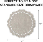 Linen Coasters for Drinks, 4.5 inch, Natural | Absorbent Linen Drink Mats - Image 3