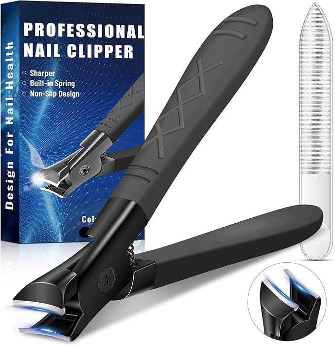 Heavy Duty Nail Clippers for Thick Nails, Anti-Slip Toenail Clipper Set for Seniors & Women at Home Salon