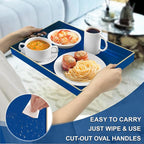 Navy Blue Serving Tray with Handles, Plastic Modern Decorative Tray | Rectangle - Image 2