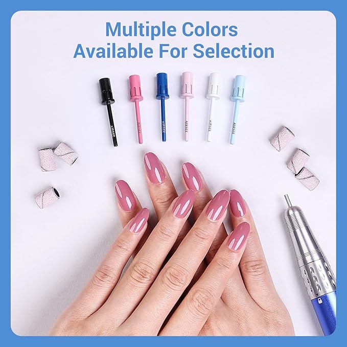 AIRSEE Nail Drill Mandrel Bit for Efile Sanding Bands, Stainless Steel Professional Electric File Head for Clean Cuticle Removing, Acrylic Tip Dead Skin Sander Remover Manicure Safety (Tranquil Blue)
