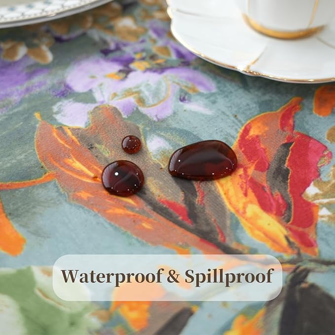 Green Table Runner 12 x 120 Inch, Waterproof Print Floral Table Runners - Image 4