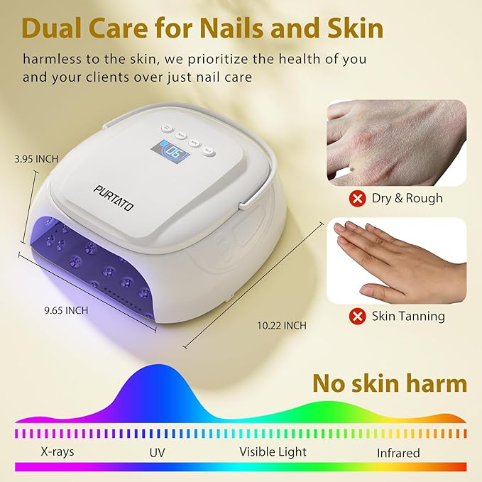 126W Cordless Rechargeable UV LED Nail Lamp, Fast Curing Gel Nail Dryer with 4 Timers, Portable Professional Nail Light for Salon and Home (White)