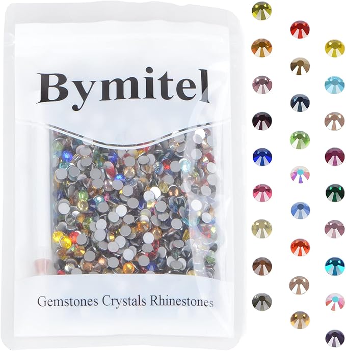 1440PCS Art Nail Rhinestones Non Hotfix Glue Fix Round Crystals Glass Flatback for DIY Jewelry Making with one Picking Pen (ss12 1440pcs, Mix)