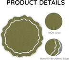 Linen Coasters for Drinks, 4.5 inch, Lime | Absorbent Linen Drink Mats - Image 4