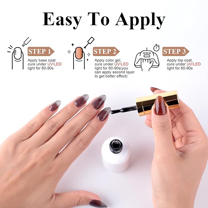 Imtiti Jelly Gel Nail Polish, 1 Pcs 0.5 Fl Oz Black Jelly Gel Polish Soak Off LED U V Nail Gel Polish Sheer Translucent Gel Nail Polish DIY Nail Art Starter Manicure Salon Gel Nail Kit for Women Girls