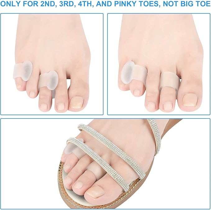 Pinky Toe Separators, Translucent Gel Toe Protector Spreader Small Silicone Toe Spacers, Cushions for Curled Overlapping Separate Toe Correct
