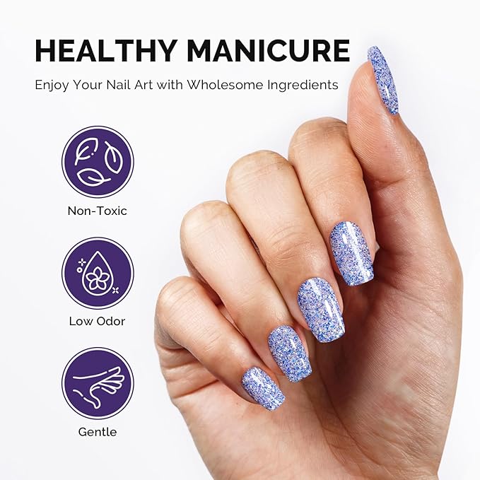 MelodySusie Galaliver Glitter Gel Nail Polish, 15ML Sparkly Shimmer Gel Polish Soak Off UV LED Cured Long Lasting Gift for Women DIY Nail Design Nail Art Manicure Starry Blue X11