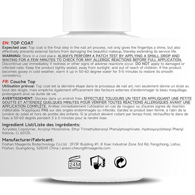Nicedeco Hema Free Gel Nail Polish Top Coat Cruelty Free Vegan 15ml No Wipe Top Coat High Gloss Shiny Long Lasting Home DIY Professional Manicure