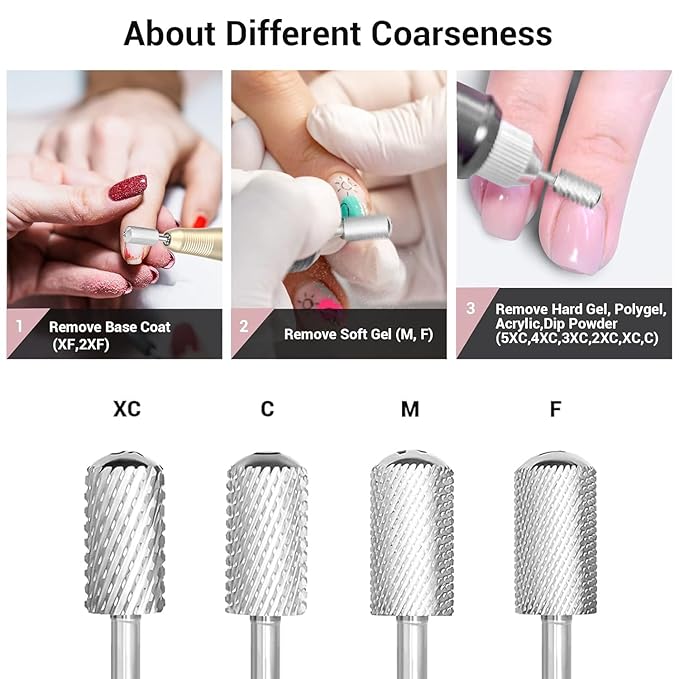 MelodySusie Safety Nail Drill Bits, 3/32'' Smooth Round Top Large Barrel Carbide Bits, Suitable for Manicure Pedicure Cuticle Gel Polishing, Beginners Bits, Silver, Series Bit-S, Extra Coarse