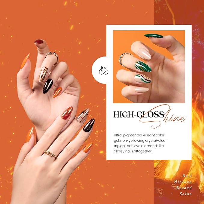 beetles Gel Polish Cozy Campfire Shade Collection - Fall Nail Fest Fall Gel Nail Polish Set, 20 Colors Autumn Orange Yellow Green Brown Red Shades UV LED Cured Soak Off DIY Manicure Gift for Girl