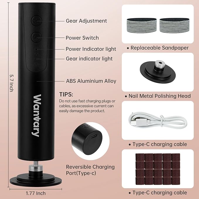 2 in 1 Electric Foot Callus Remover, USB Rechargeable Foot File Sander with 80/120 Grit Sandpaper Discs and LED Digital Display,Professional 1200RPM Aluminum Callus Remover for Feet,Nail Care