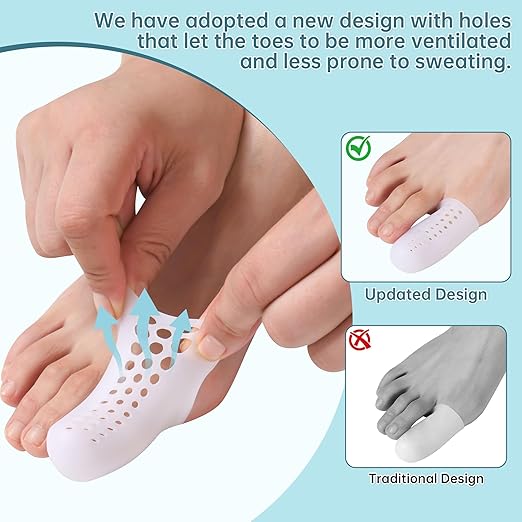Extended Big Toe Cap for Men, 10 Pcs X-L Breathable Toe Protector Toes Cover Sleeves with Holes, Provides Relief from Missing or Ingrown Toenails, Corns, Blisters, Hammer Toes, Reduce Friction