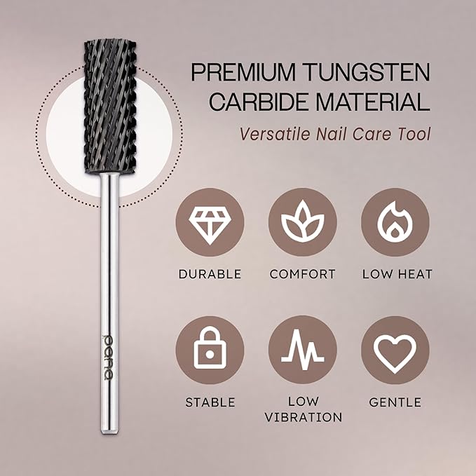USA PANA Professional 3/32" Shank Size - Flat Top Small Barrel Carbide Bit - 5X Coarse Grit to Extra Fine Grit - Gold, Silver, DLC Black - Nail Drill Bit for Dremel Machine (Extra Coarse, DLC Black)
