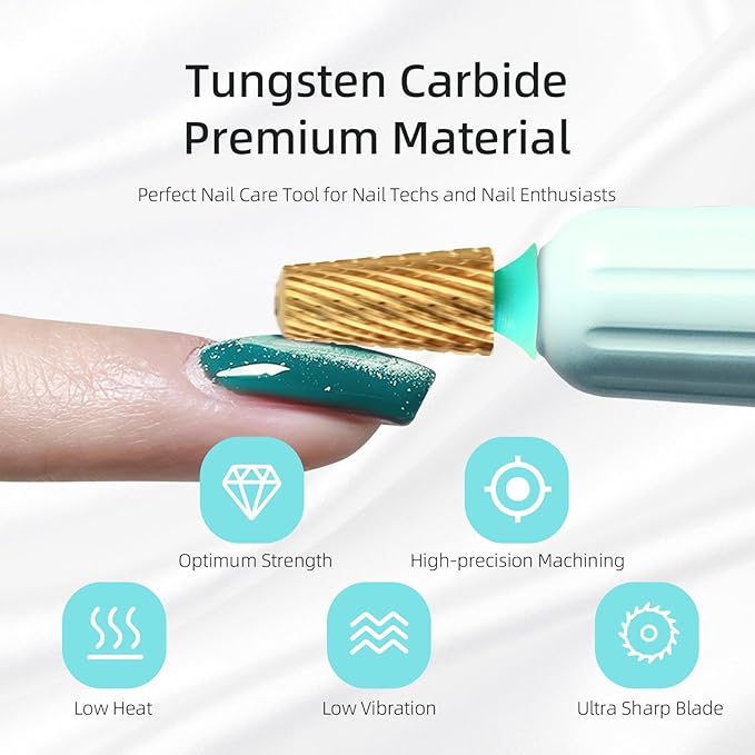 Coarse Safety Tapered Nail Drill Bits,Titanium Coating Round Top 3/32 Carbide Bit, Two-way Rotate for Both Hand, Nails Drills Accessories Gel Remover Tool (C, titanium)