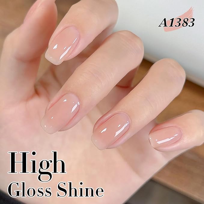 Double Rhythm Gel Nail Polish Set of 6 Colors Baby Light Pastel Milky Nail Polish Starter Kit Art DIY Salon Home (Jelly Sheer Pink Nude White,Kit37)