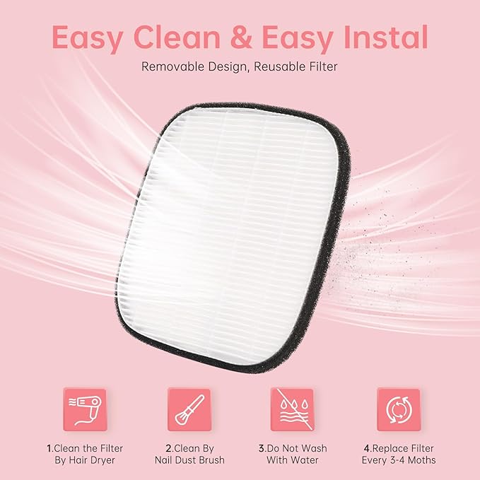 Nail Dust Collector, Cordless Dust Collector Nail Tech, Compact Powerful 6000RPM Nail Vacuum Fan Rechargeable Dust Extractor for Acrylic Gel Polish Manicure Pedicure for Home, White