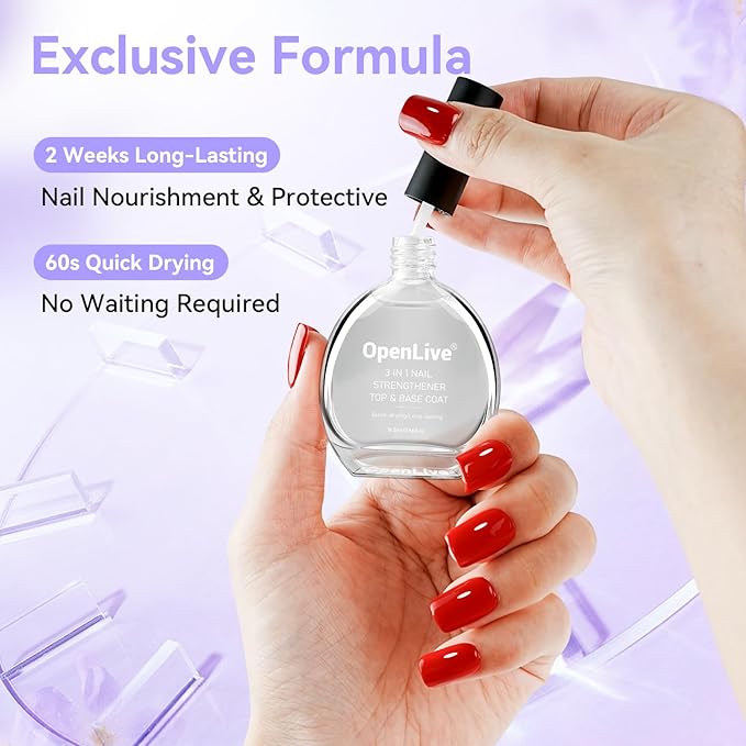 Perfume Nail Strengthener 3 IN 1 Quick Dry Nail Polish Strong Repairs Damaged Nail Hardener Long Lasting Shine for Nail 16.5ml