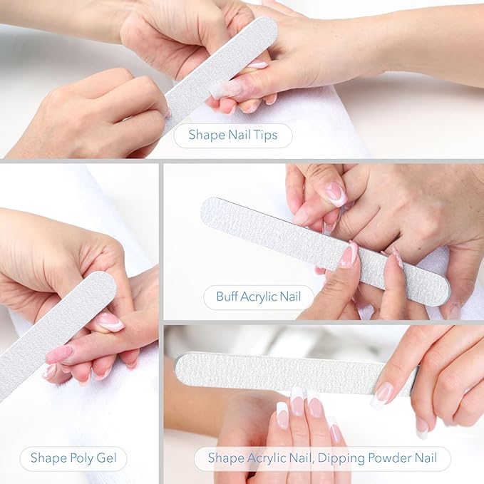 Nail File, 24 PCS Professional Nail Files Coarse Grit 80/100, 7" Long - Strong Fingernail Files Washable for Acrylic, Gel, Dip Powder, and Poly Gel Nails