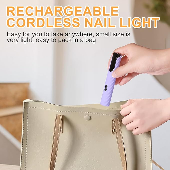 Handheld UV Light for Gel Nails, Purple Gel Light for Nails Cordless Nail Lamp Rechargeable with Led Display Lamp for Rhinestone Glue Decoration DIY at Home