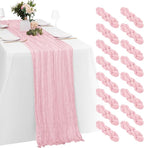 16 Pack Light Pink Cheesecloth Table Runners 20x120 Inch Gauze Table Runner by Yorcari