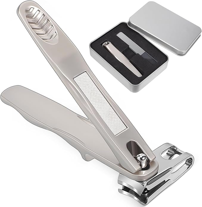 Nail Clippers for Seniors, 360 Degree Rotary Fingernail and Toenail Clippers with Long Handle Ultra Sharp Sturdy Stainless Steel Heavy Duty Large Toe Nail Clippers with Catcher for Men Women