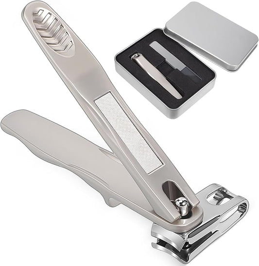 Nail Clippers for Seniors, 360 Degree Rotary Fingernail and Toenail Clippers with Long Handle Ultra Sharp Sturdy Stainless Steel Heavy Duty Large Toe Nail Clippers with Catcher for Men Women