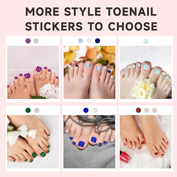 Semi Cured Gel Toe Nail Strips,26 Pcs Toes Nail Stickers Wraps(Mint Green),UV Light Required,Easy to Apply