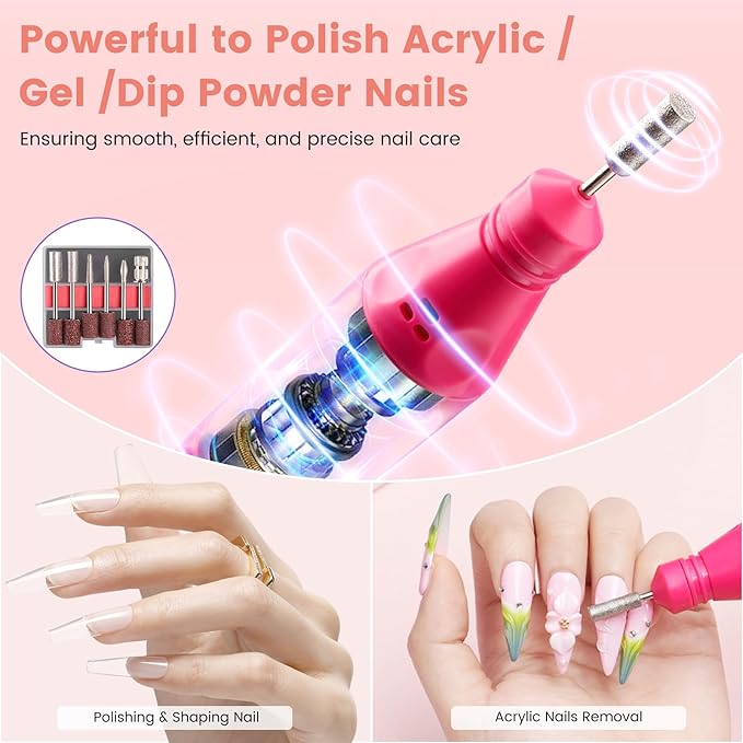 Acrylic Nail Kit for Beginners with Everything: Practice Nail Hand Acrylic Nail Powder Liquid Set with U V Lamp Drill in Gift Bag for Home (Sliver Bag)