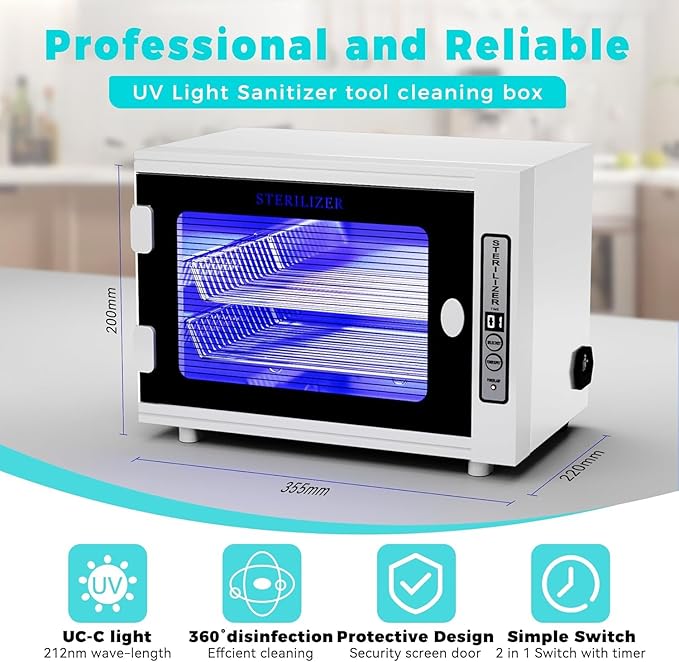Nail Tool Cabinet, 12L Large Capacity Sanitizer Cleaning Supplies, Multi-Functional Nail Cleaner Box Manicure Tool Cleaning Cabinet Equipment Sanitizing for Beauty, Nail Salon Tool, Toy, Towel (WE)