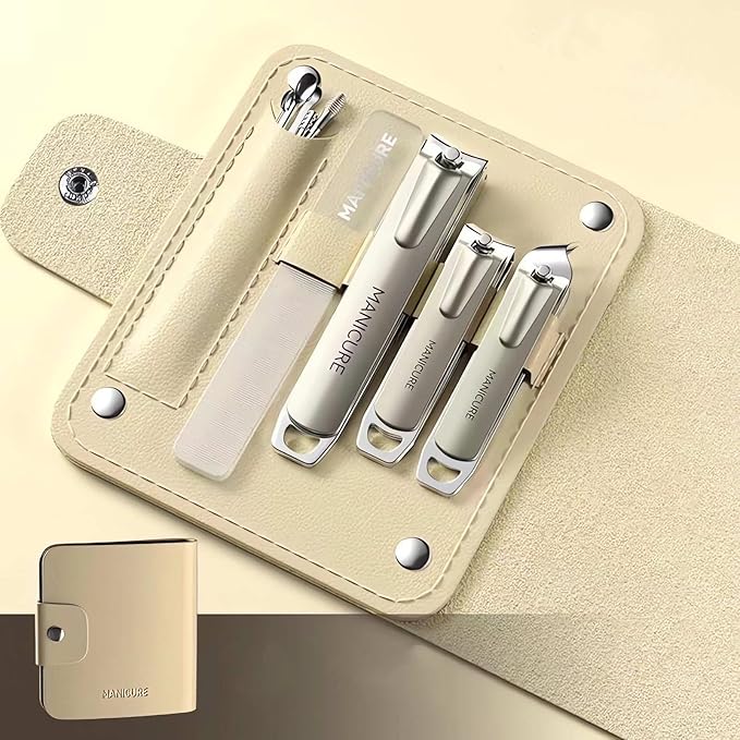 Manicure Set Nail Clippers，10-Piece Professional Nail Care Kit with Leather Case, Stainless Steel Manicure and Pedicure Tools (Yellow)